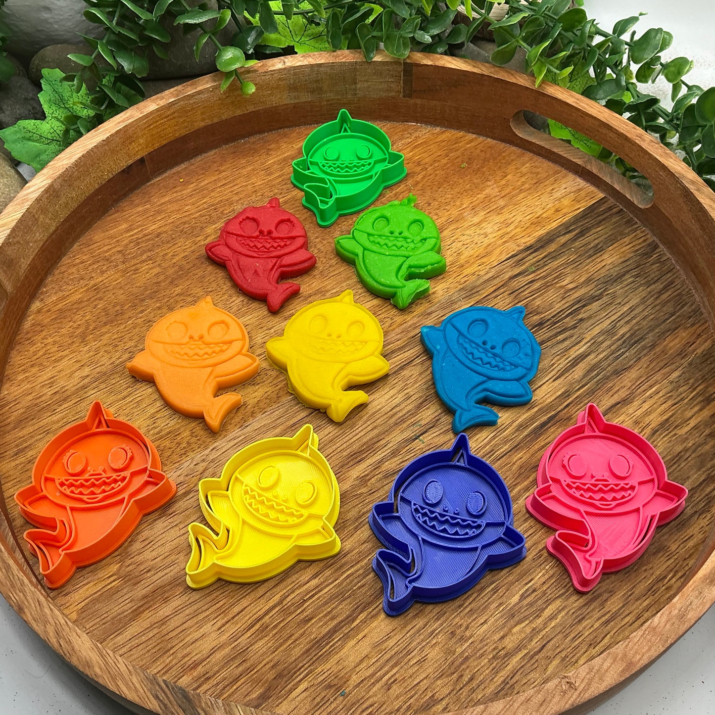 3D-printed shark family play dough cookie cutter set - 5 piece graduated size ocean theme - view 11 of 11