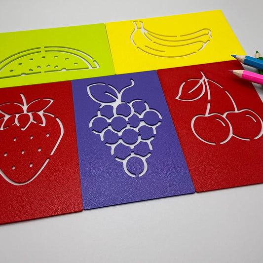 10-Piece Fruit Stencil Set with Storage Box Eco-Friendly 3D Printed Kids Art Too - Alternative View