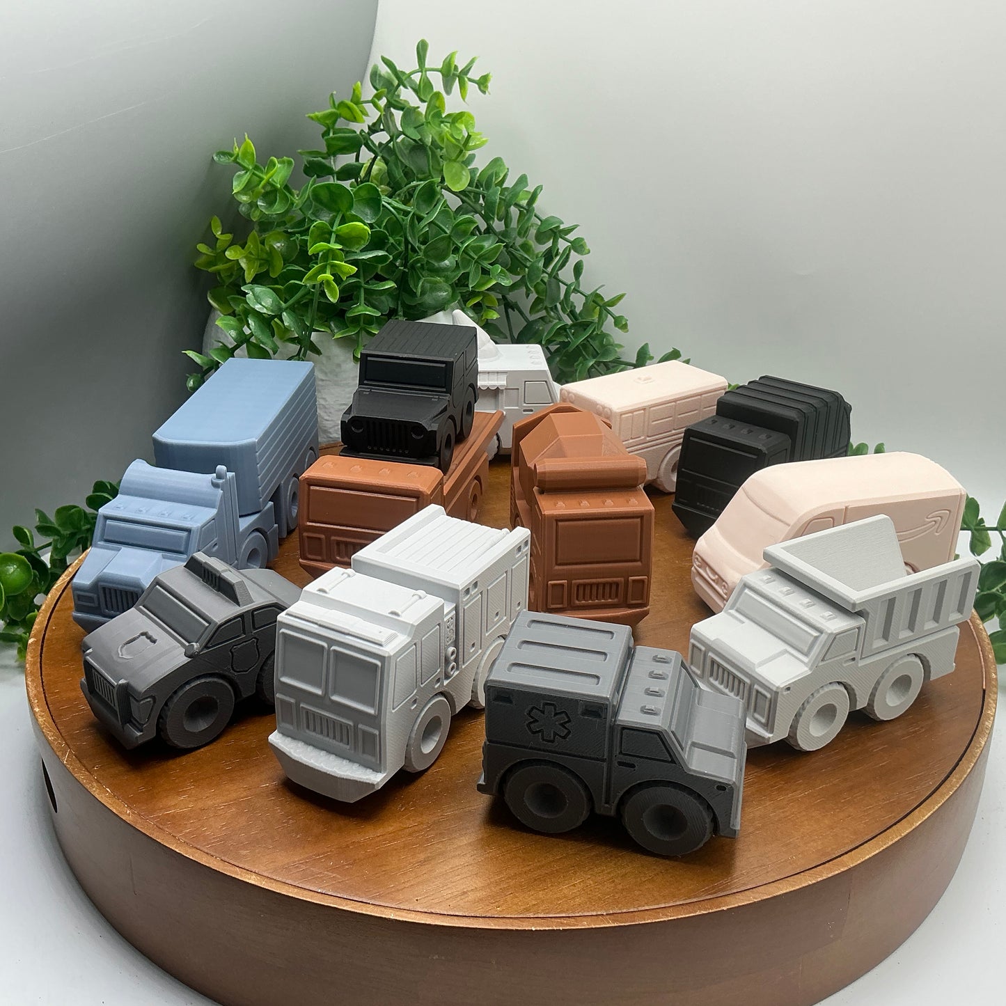 12 piece Toy Vehicle Set including Police Car, Ice Cream Van,school bus