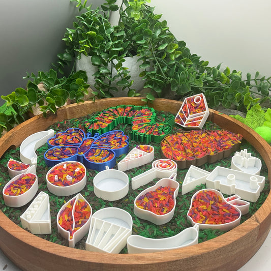 Caterpillar, Cocoon & Butterfly story book telling Sensory Filling Trays Set - Eco-Friendly 3D Printed 19 piece set