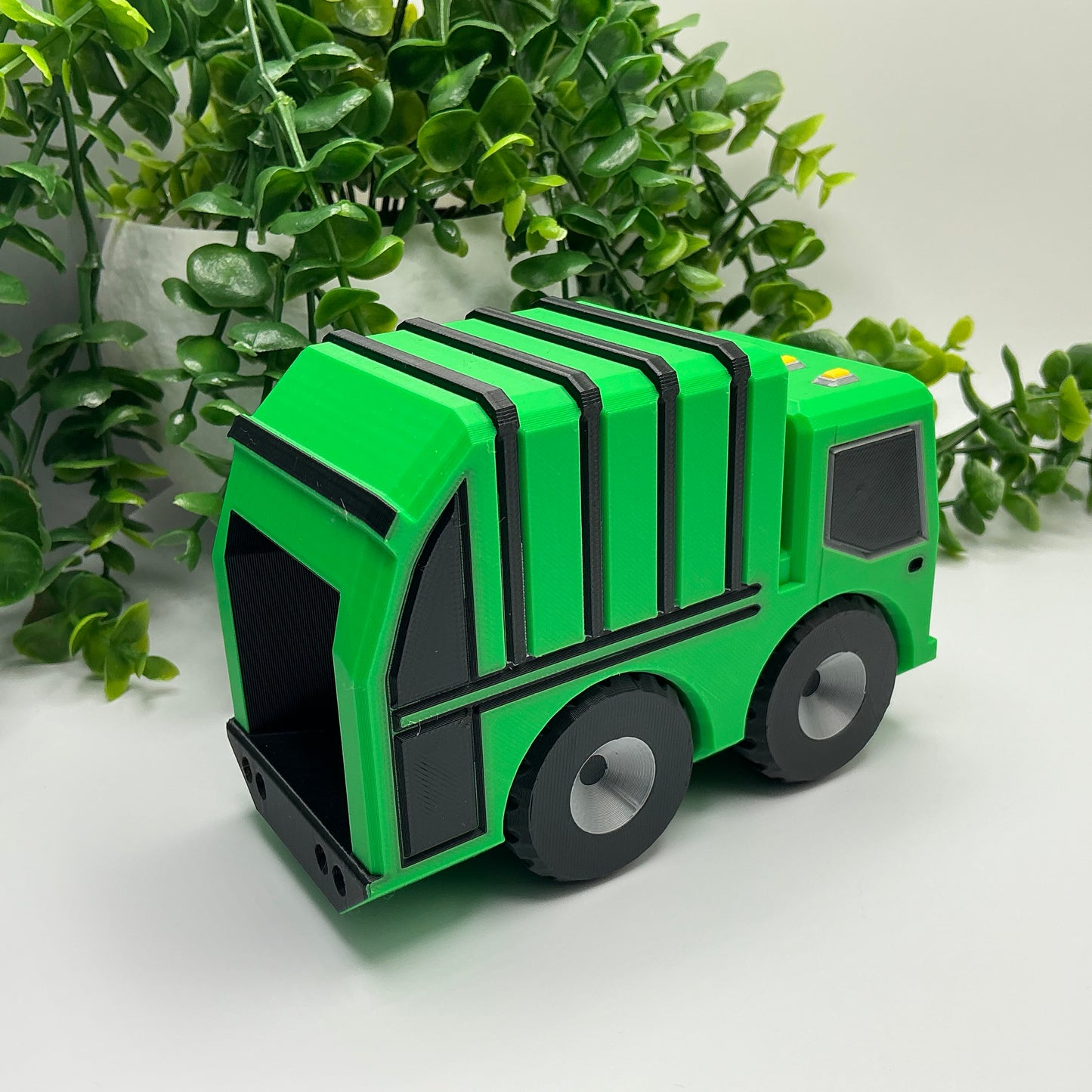 Large 3D Printed Garbage Truck Durable Indoor & Outdoor Push Along Big Recycling - Close Up