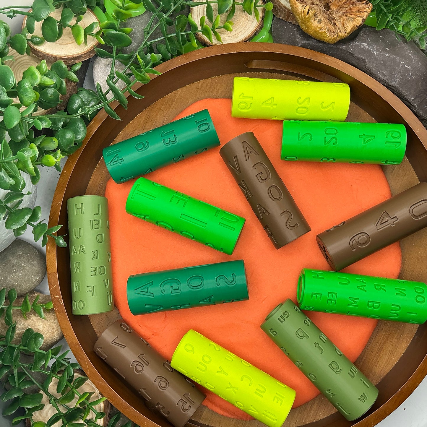 Letter & Numbers Rolling Pin for play dough