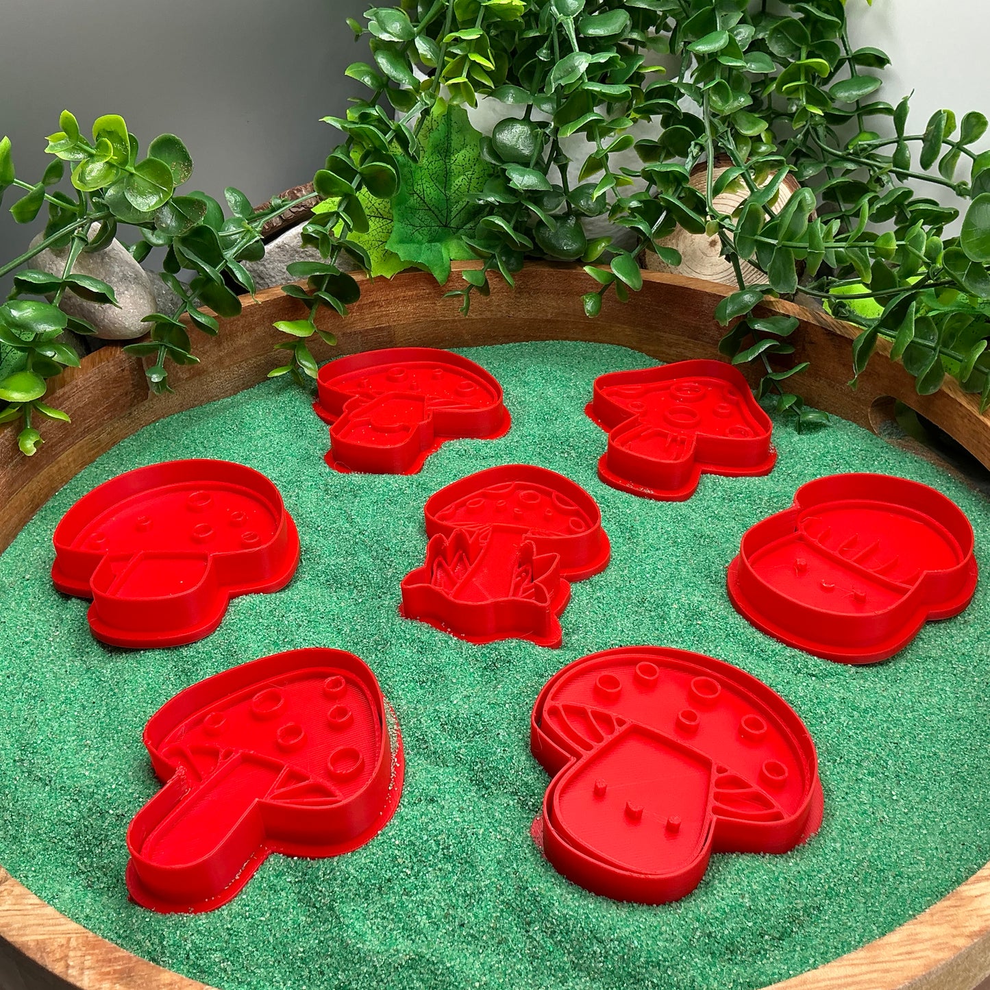 3D-printed garden mushroom and toadstool play dough cookie cutter set - 7 piece woodland and autumn theme - view 10 of 10