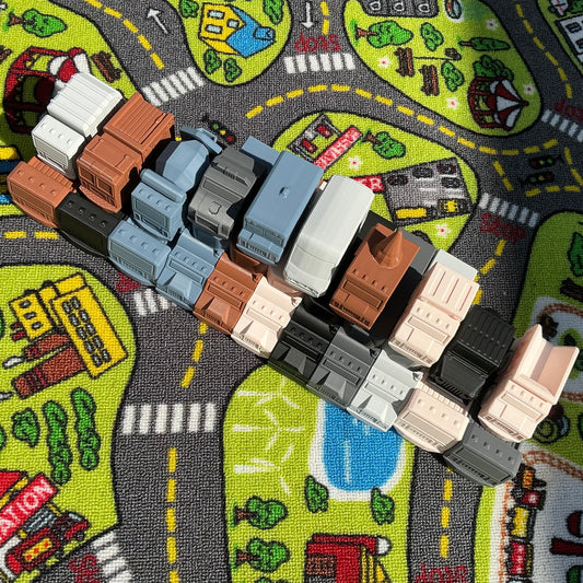 12 piece Toy Vehicle Set including Police Car, Ice Cream Van,school bus