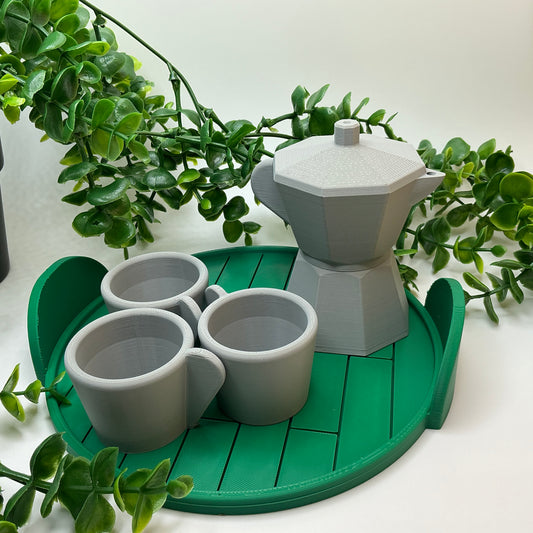 3D Printed Children's 5 Piece Coffee Maker Set Indoor & Outdoor Eco-Friendly toy - Detail Shot