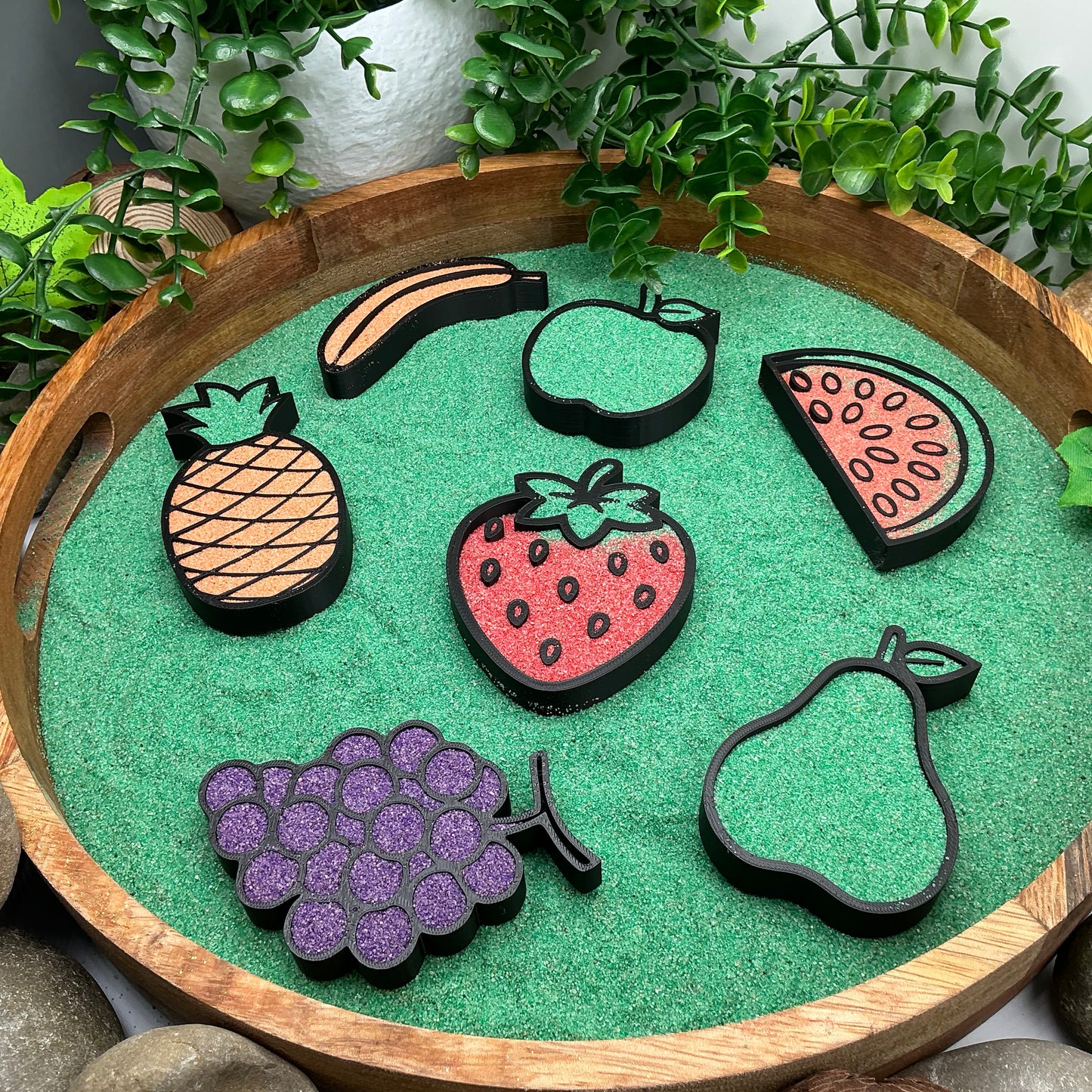 Fruit fill shapes play fruit sensory filling trays 7 piece set tuff tray