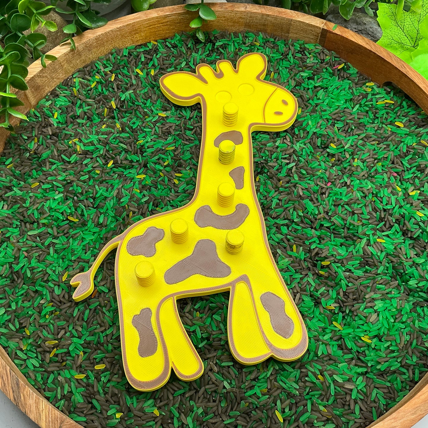 3D-printed giraffe thread peg board sensory toy with screw-on nuts - fine motor and pre-writing skill builder - view 8 of 8