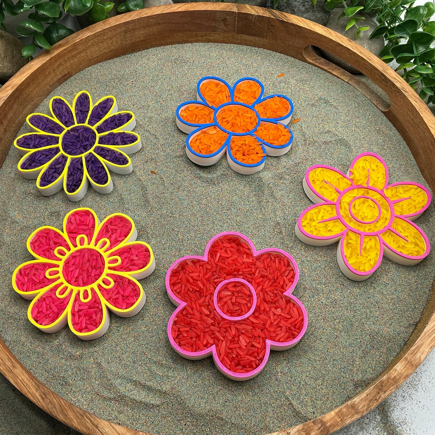 3D-printed flower fill shapes sensory filling tray, 5-piece spring and summer set for tuff trays - view 12 of 12