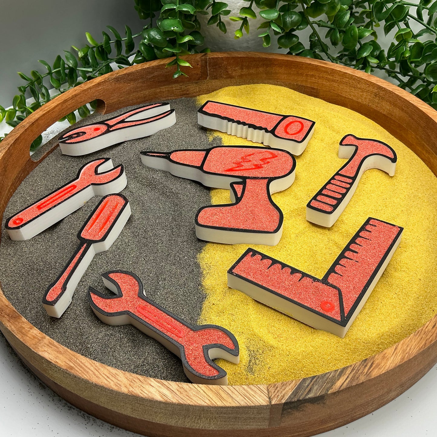 3D-printed construction toy tools sensory filling tray, 8-piece set for sand and rice tuff trays - view 11 of 11