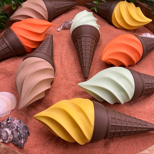 Ice Cream Scoops & Cones Twist Action Role Play Kitchen Food chocolate,Mint,Lemon& Orange toppings