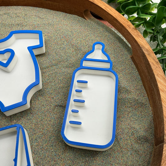 3D-printed baby play sensory filling tray, 5-piece set with dummy, bottle, teddy bear, teething ring and bath - view 2 of 13