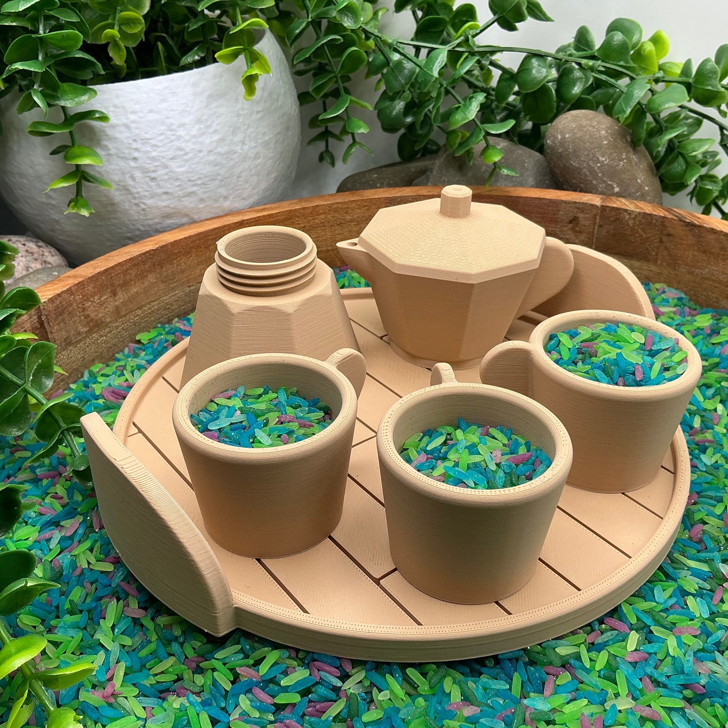 Coffee Maker Set (5 Piece) - 3D Printed Kitchen Role Play Toy, Eco-Friendly