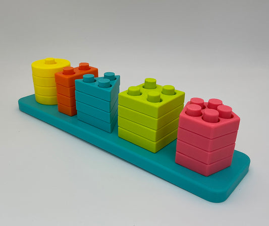 Children's 3D Printed Shape Jigsaw Pegged Puzzle Stacker Eco Friendly Shape Sort - Alternative View