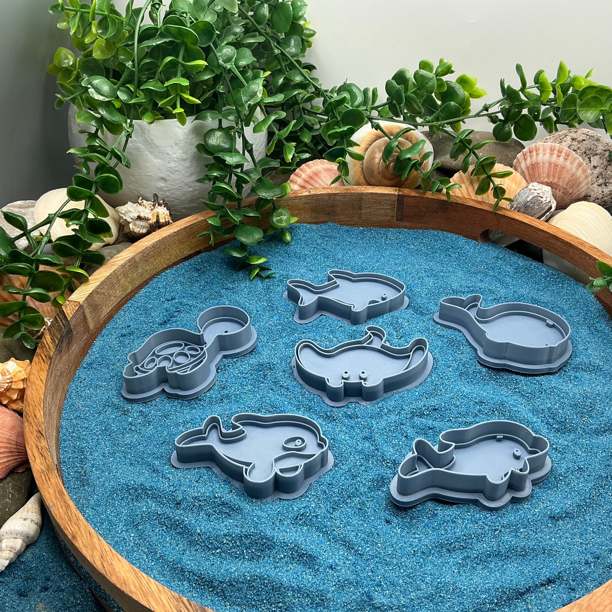 3D-printed sea animals play dough cookie cutter set - 6 piece with dolphins, whale, shark, stingray and turtle - view 9 of 9