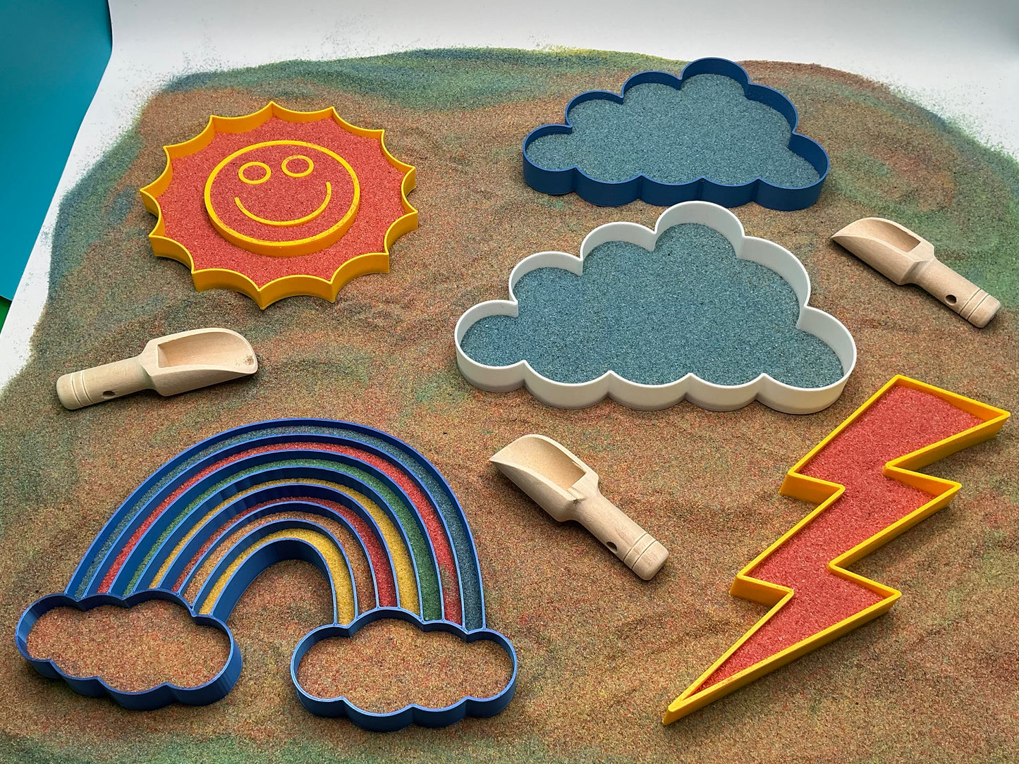 Weather Sensory Filling Trays | Choose Sun, Clouds, Rainbow or Lightning Eco-Fri - Close Up