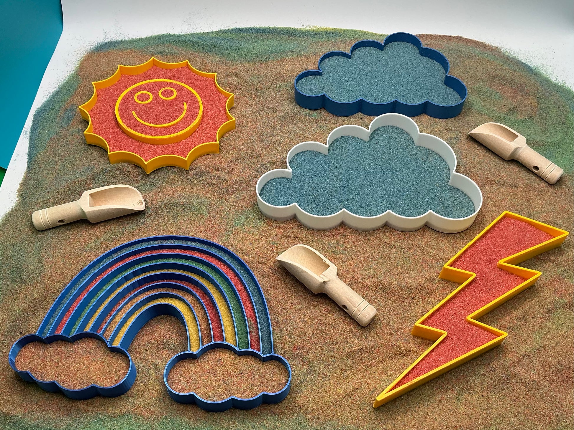Weather Sensory Filling Trays | Choose Sun, Clouds, Rainbow or Lightning Eco-Fri - Close Up