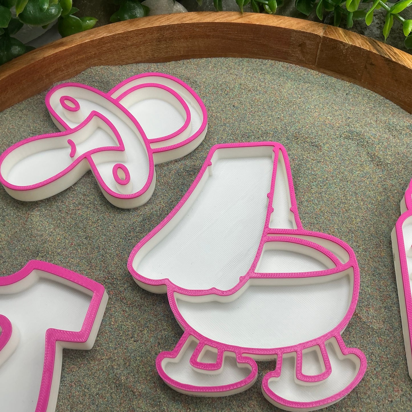 Baby Girl Play Fill Shapes Sensory Filling Trays - 5 Piece Set (Dummy, Bottle, Teddy Bear, Teething Ring & Bath)