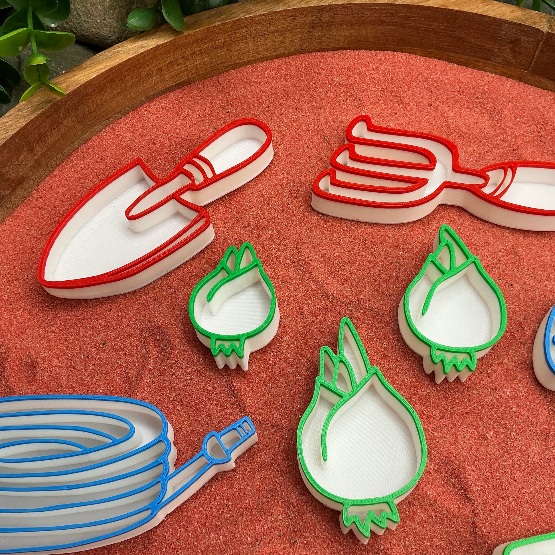 3D-printed gardening play sensory filling tray, 9-piece set for sand and rice tuff trays - spring garden theme - view 5 of 13