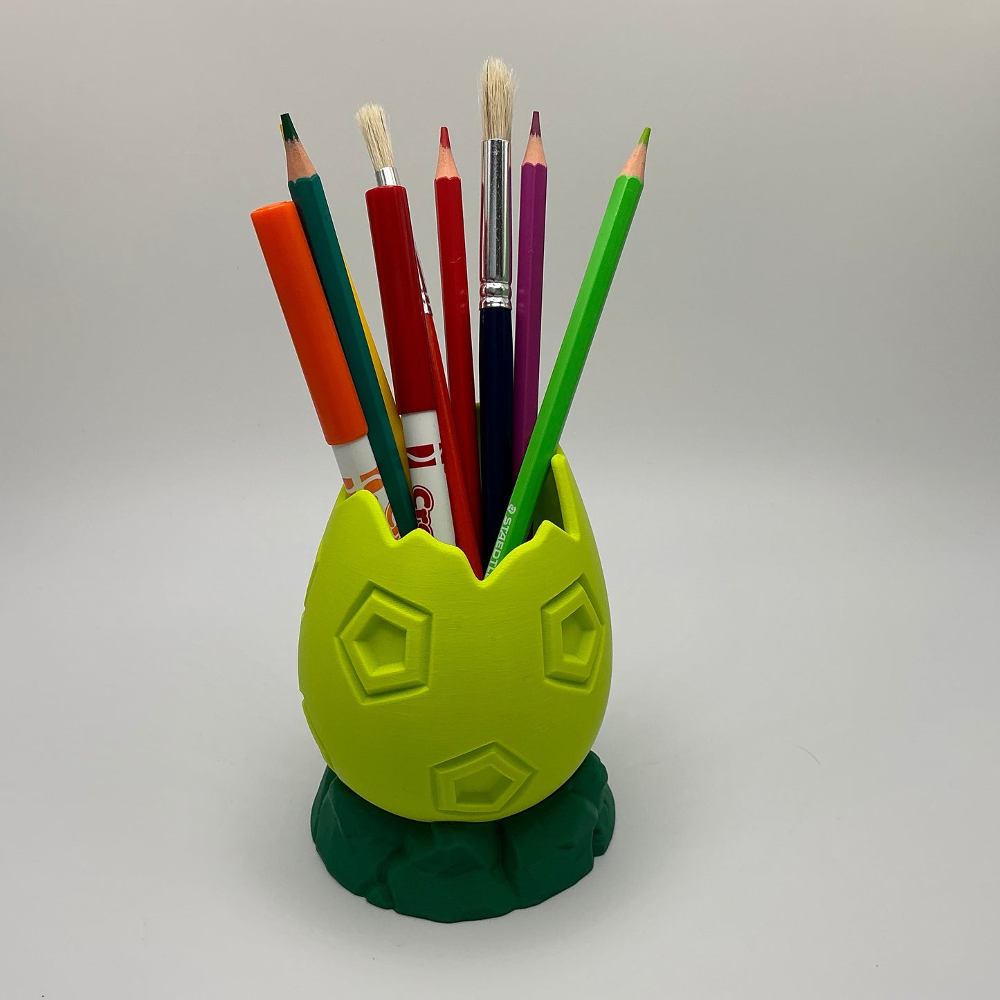 Dinosaur Egg Pencil Holder Cracked Dino Egg Pen Pot Kids Desk Organizer Paint... - scale reference