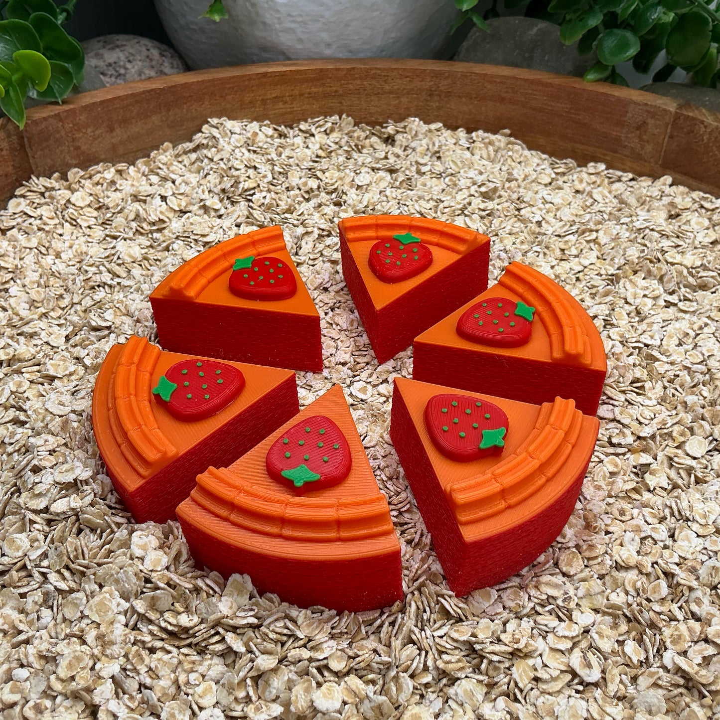 6 wedge slices cake role play pretend food play small cake