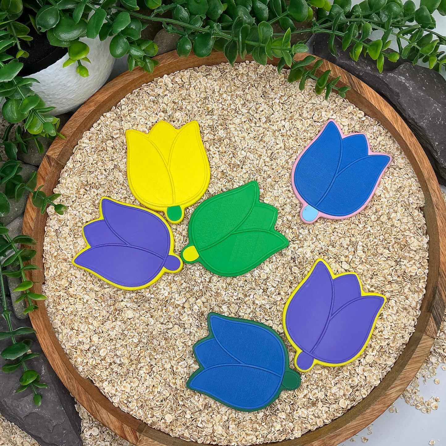 Flower cookies 6 piece set kitchen role play pretend food play