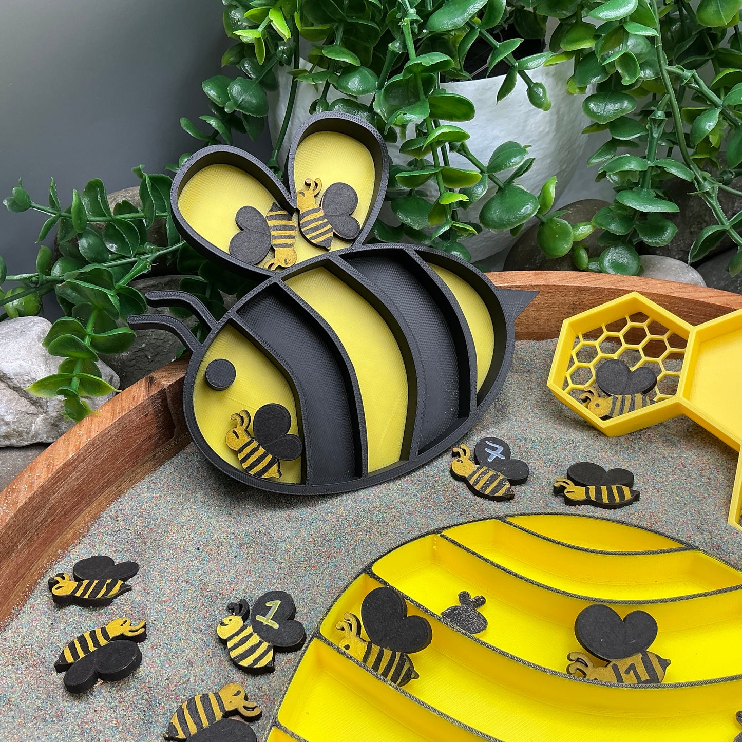 3D-printed bee theme sensory filling tray, 3-piece set with bee, hive and honeycomb - view 7 of 10
