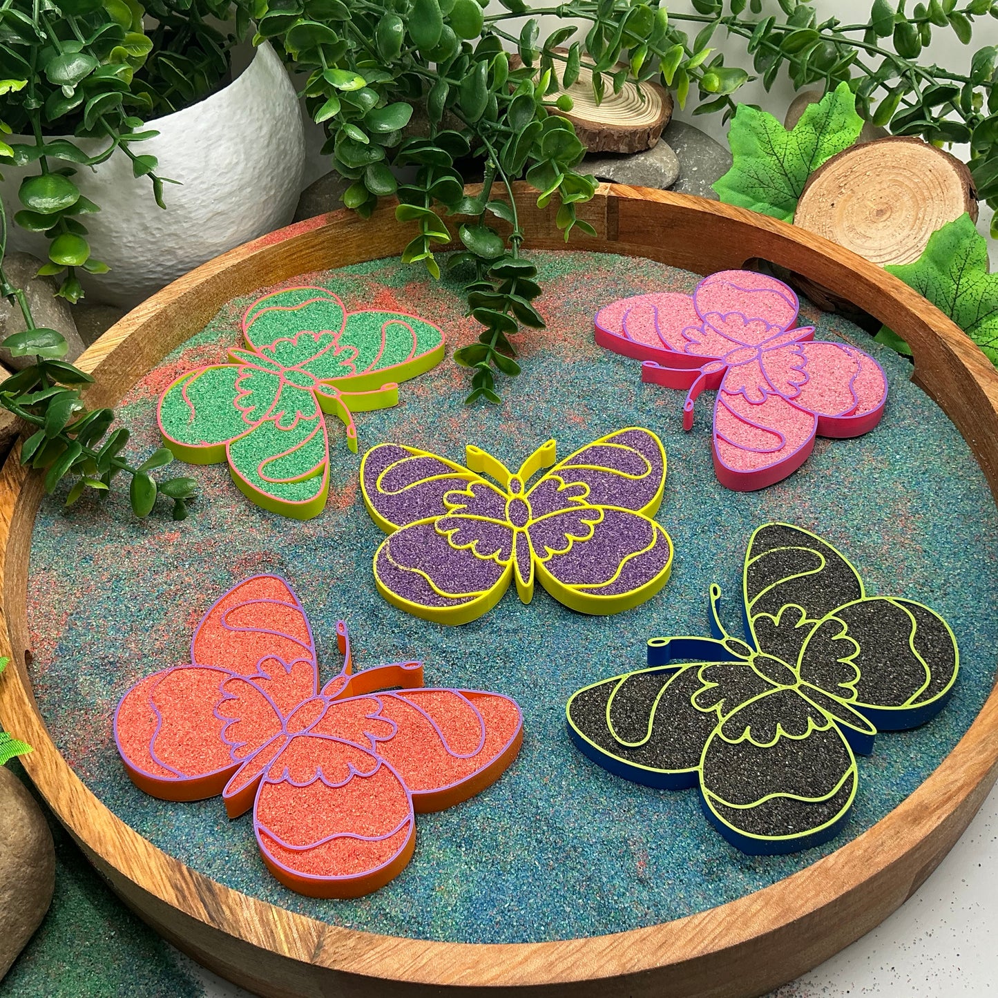 Butterfly fill shapes 5 piece set tuff tray sensory play