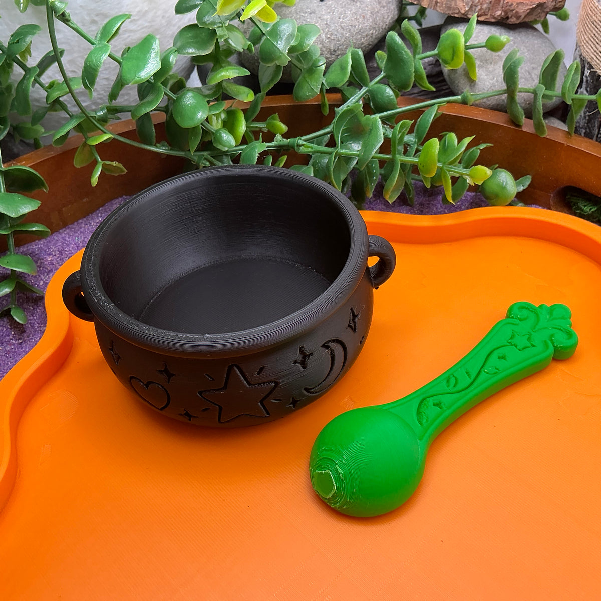 Halloween Special Potion Play Set - 14 Piece Sensory Play Kit with Potion Bottles, Cups, Mixing Bowl, Mini Fire Pit & Trays