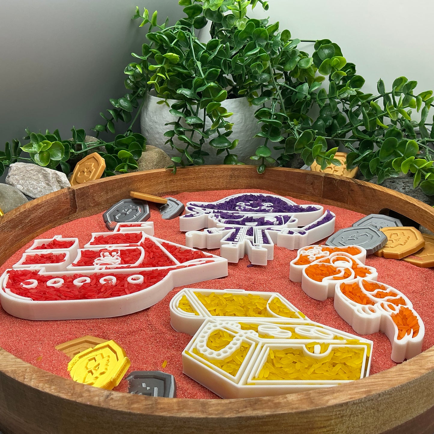 3D-printed pirates play sensory filling tray, 4-piece treasure-themed set for sand and rice tuff trays - view 8 of 13
