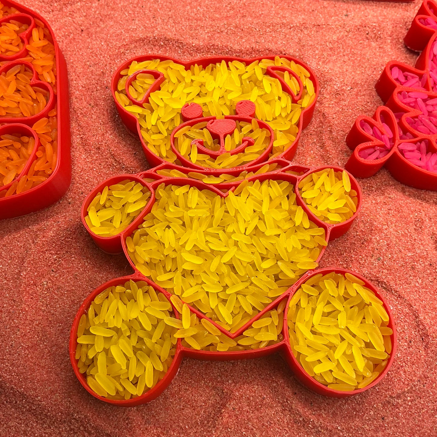 3D-printed love fill shapes sensory filling tray, 5-piece heart-themed set for sand and rice tuff trays - view 8 of 13