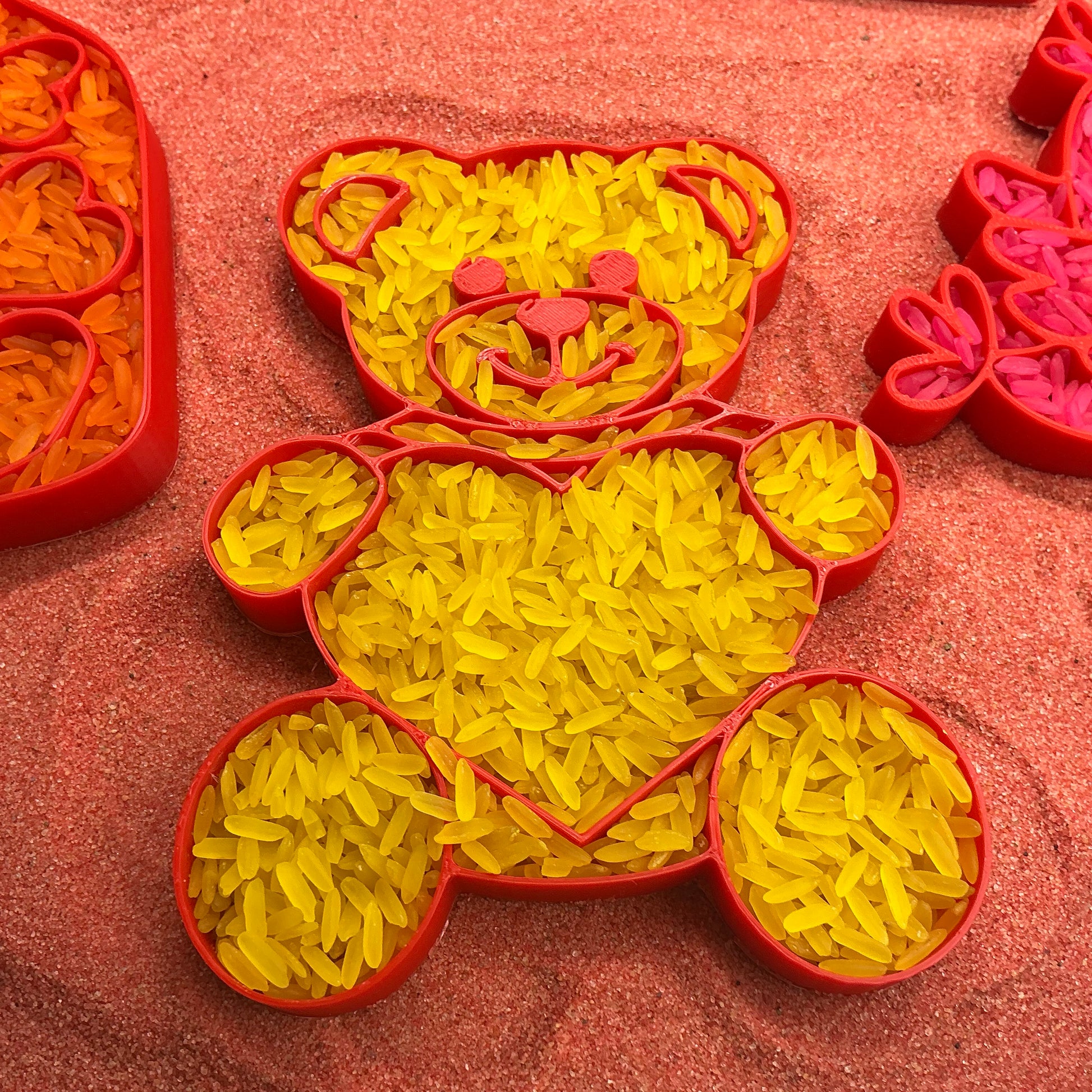 3D-printed love fill shapes sensory filling tray, 5-piece heart-themed set for sand and rice tuff trays - view 8 of 13