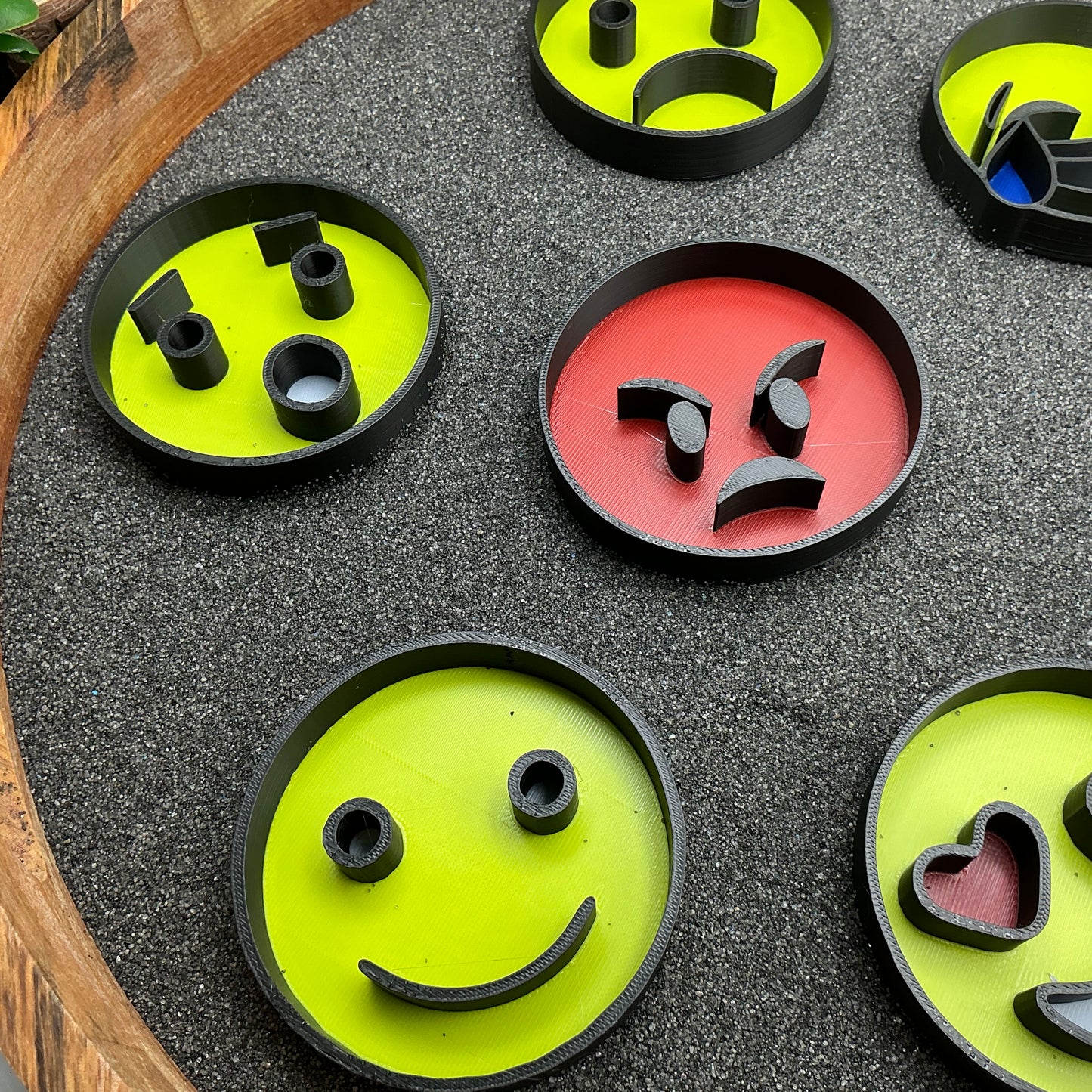 Emotion faces fill shapes 7 piece set emotion themed tuff trays sensory filling trays