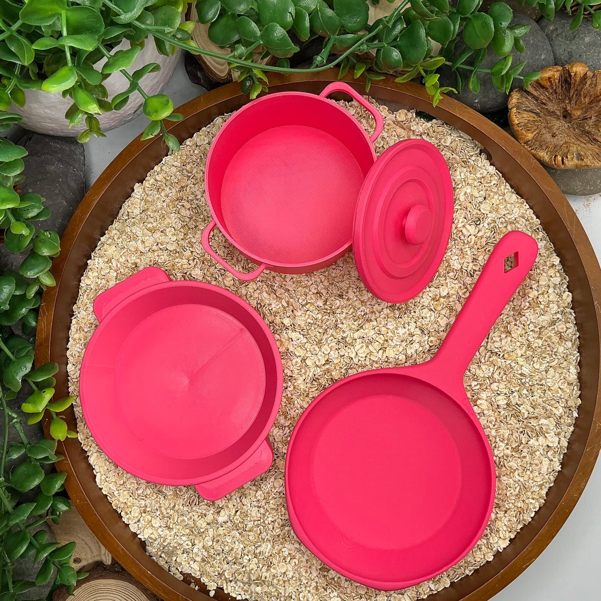 Kitchen Pot & Pan Set (3 Piece) - 3D Printed Eco-Friendly Cooking Role Play Toy