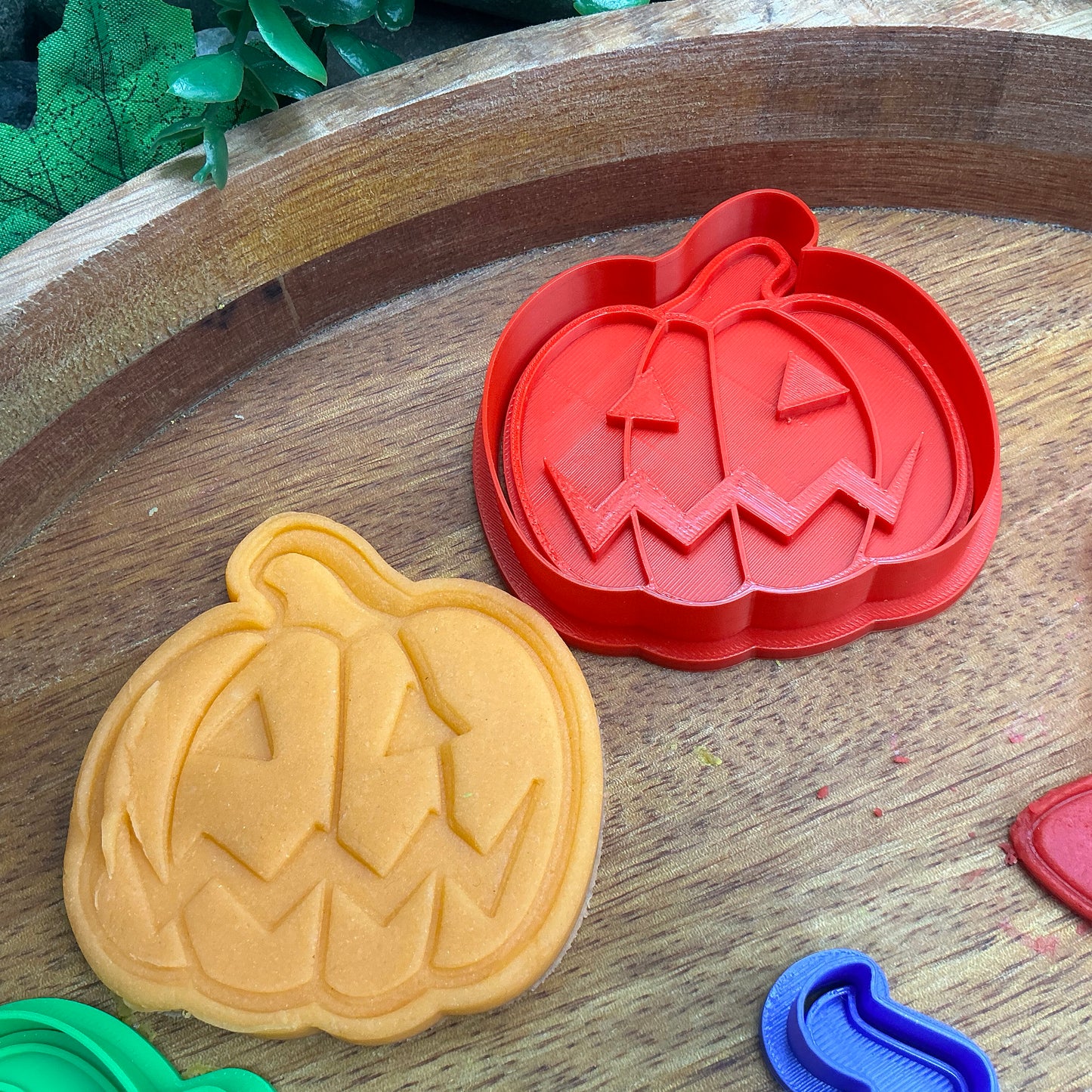 3D-printed witch Halloween play dough cookie cutter set - 4 piece (witch on broom, cauldron, hat and pumpkin) colour set C - view 10 of 14