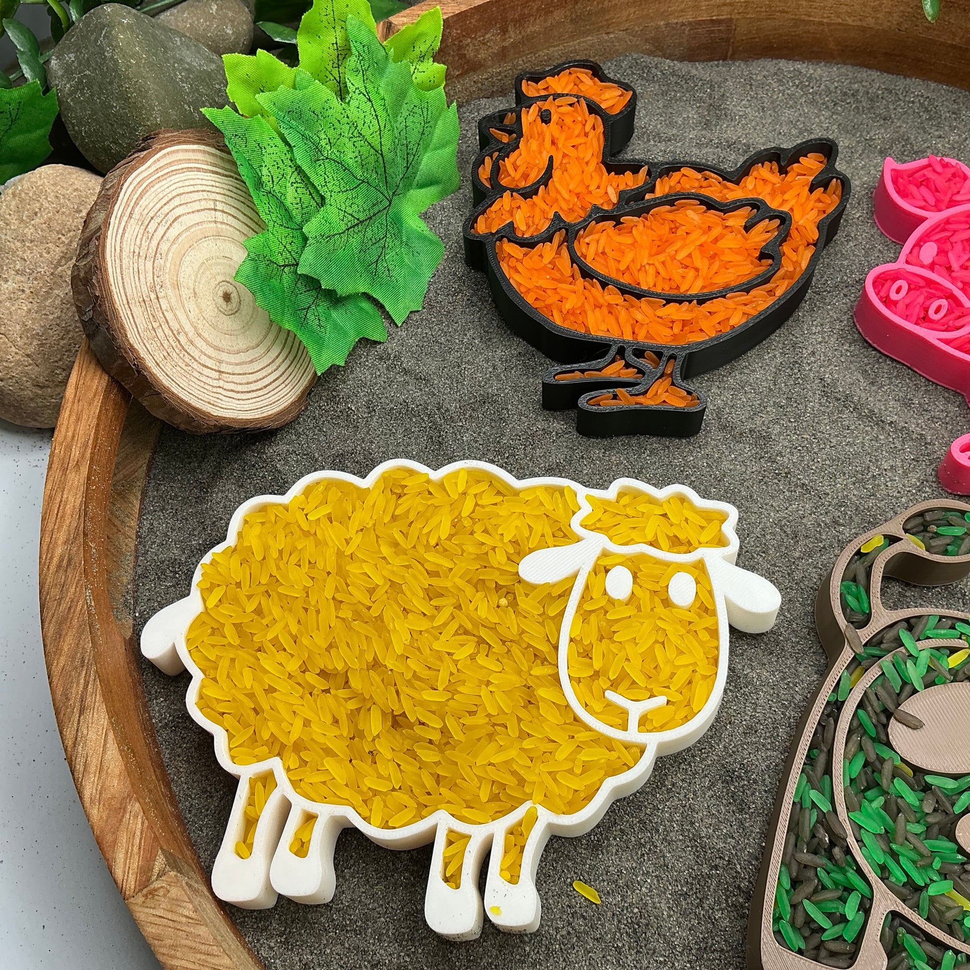 3D-printed farm animals sensory filling tray 4-piece set - cow, pig, sheep and chicken - view 7 of 12