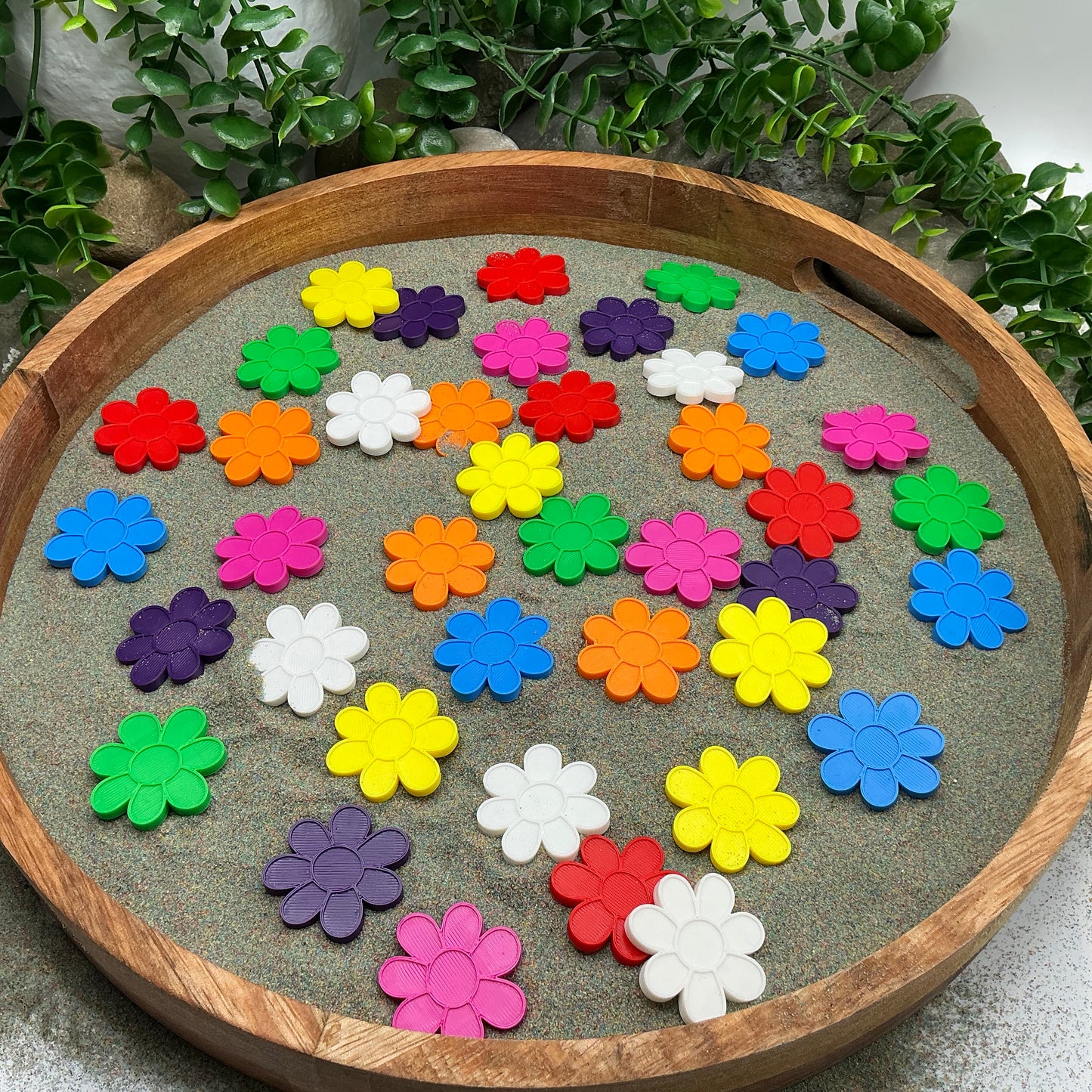 3D-printed small flower counters, 40-piece set in 8 colours for sorting and counting - view 1 of 4