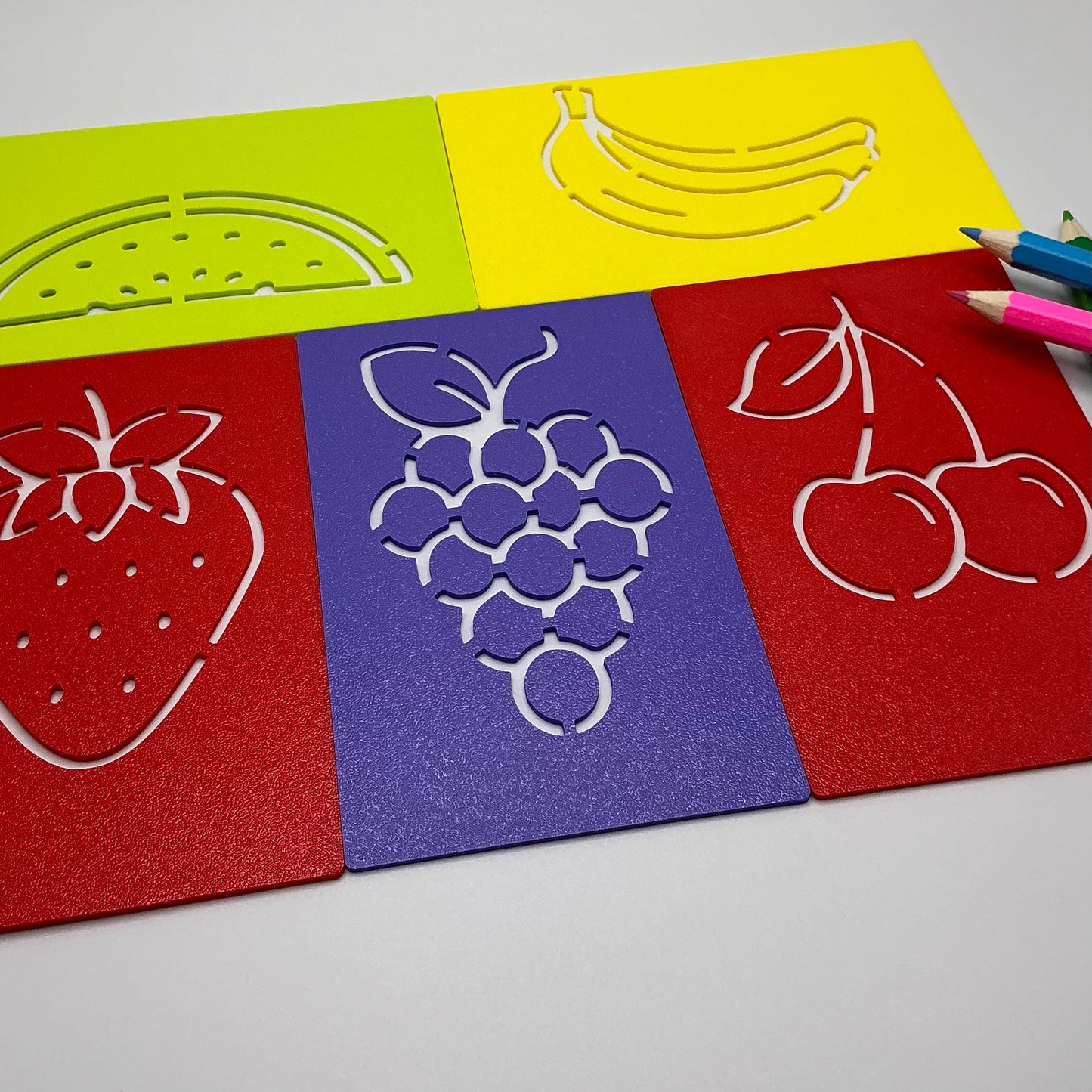 10-Piece Fruit Stencil Set with Storage Box Eco-Friendly 3D Printed Kids Art Too - Alternative View