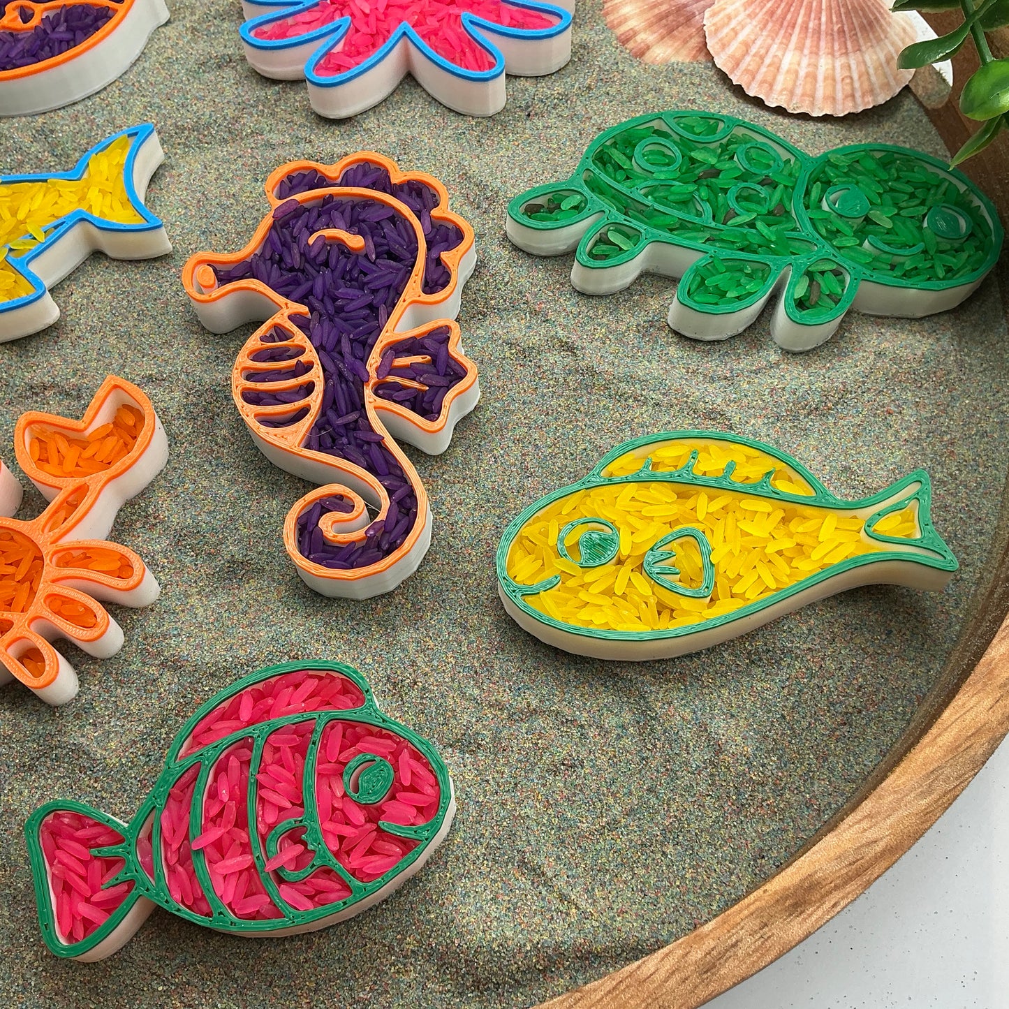 3D-printed underwater sea animals sensory filling tray, 8-piece set for sand and rice tuff trays - view 8 of 10