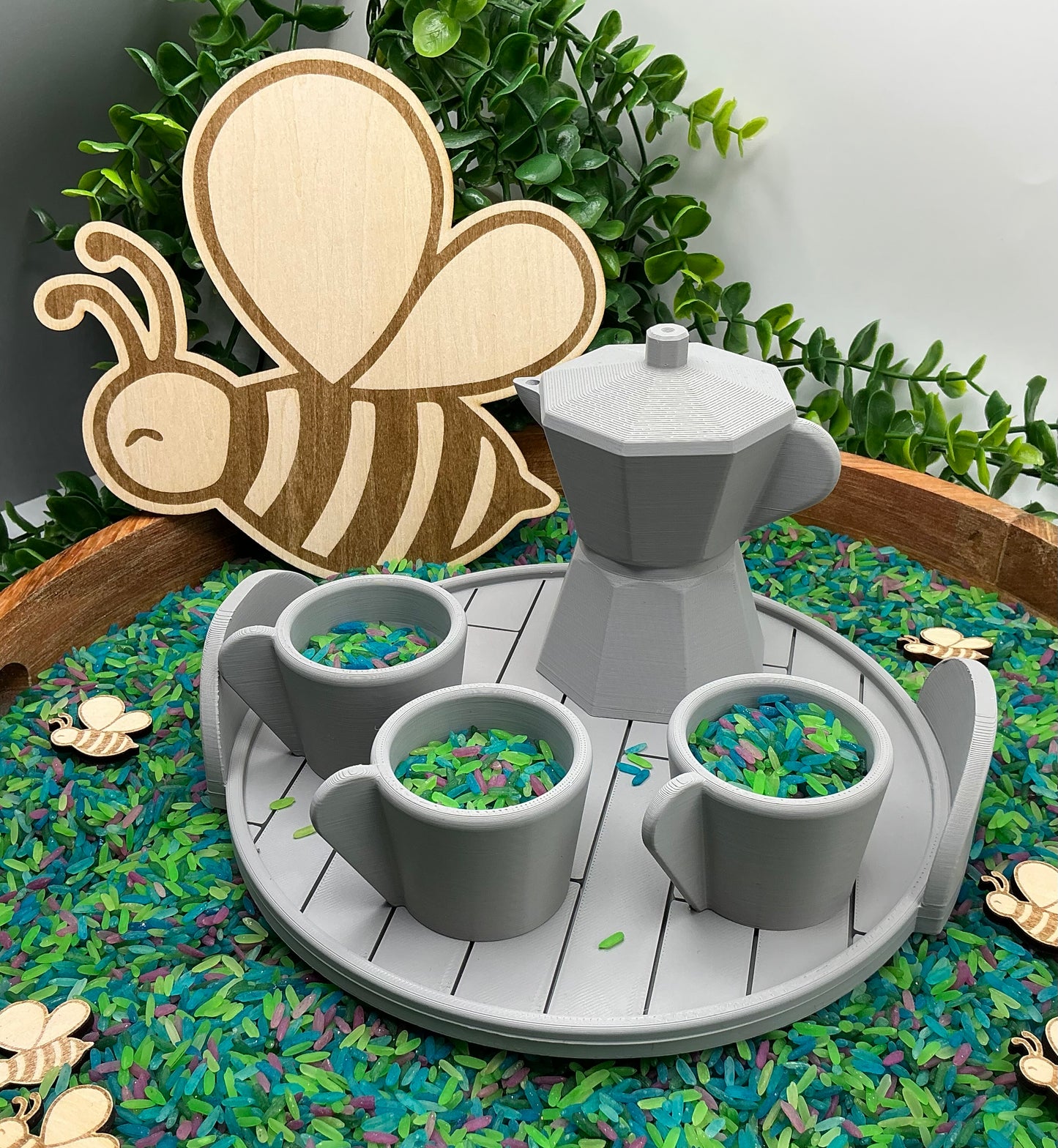 Coffee Maker Set (5 Piece) - 3D Printed Kitchen Role Play Toy, Eco-Friendly