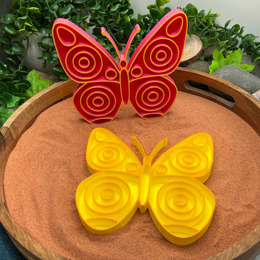 3D-printed butterfly sensory fill shape - choose pink or yellow for garden and minibeasts play - view 2 of 10
