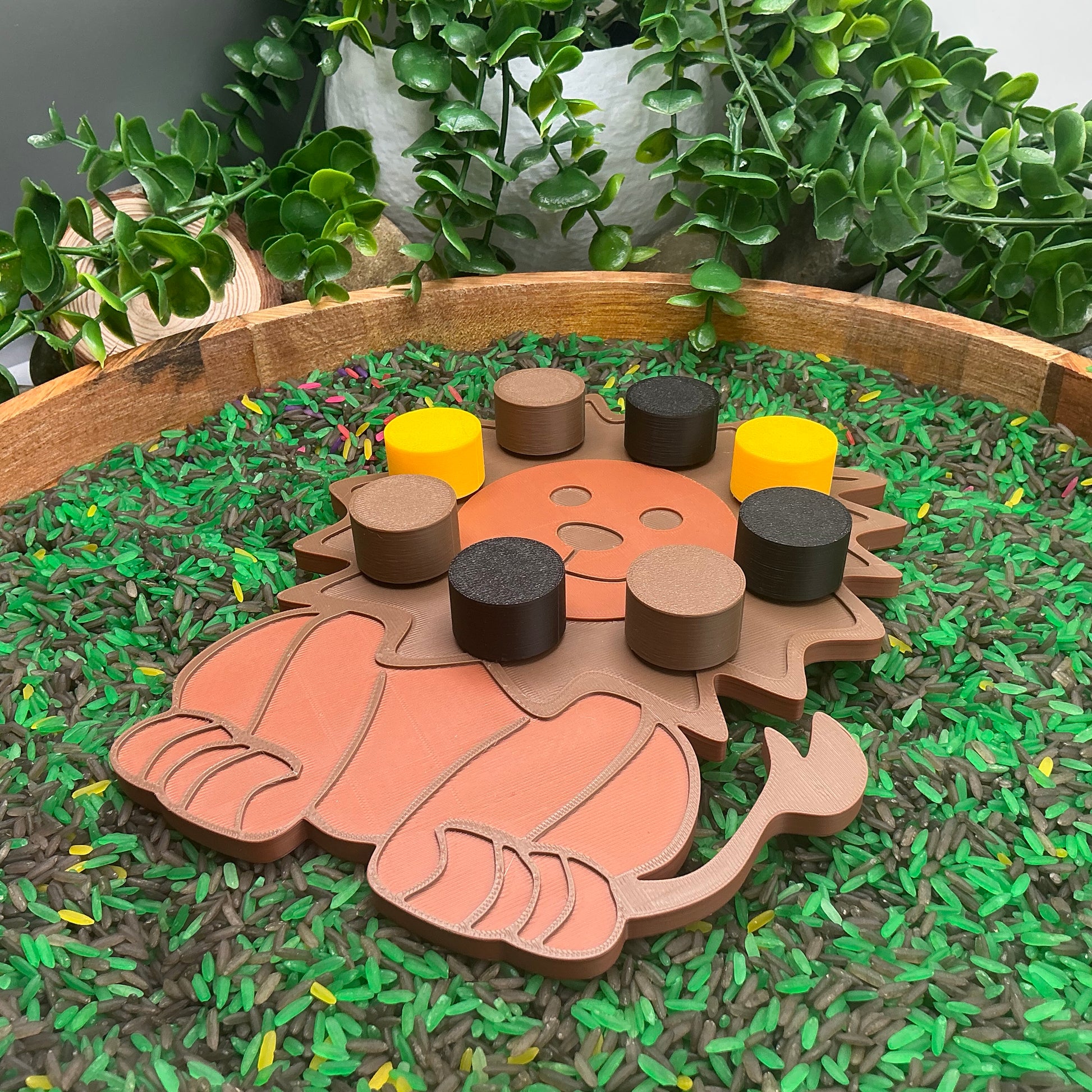 3D-printed animal thread peg board sensory set with screw-on nuts - 6 piece safari set including zebra, panda, lion, crocodile, giraffe and snake - view 11 of 25