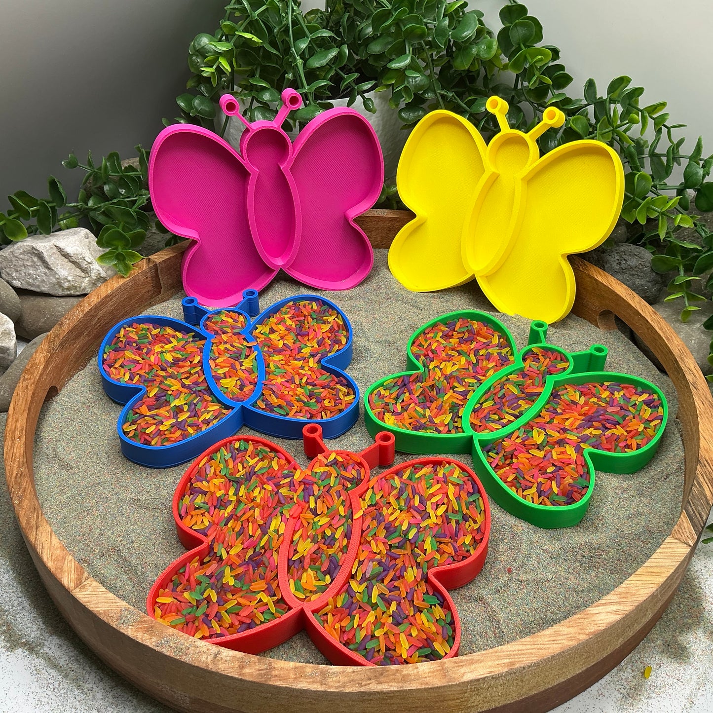 3D-printed butterfly sensory filling tray, 5-piece set for sand and rice tuff trays - view 10 of 10