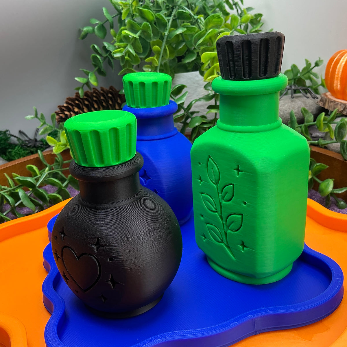 Halloween Special Potion Play Set - 14 Piece Sensory Play Kit with Potion Bottles, Cups, Mixing Bowl, Mini Fire Pit & Trays
