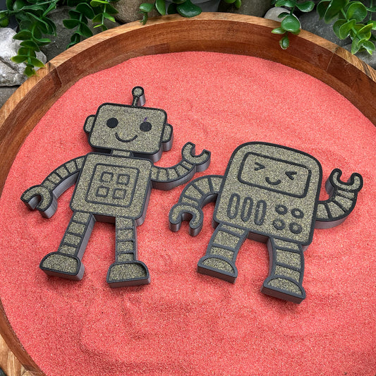 3D-printed robot play sensory filling tray, 2-piece set for sand and rice tuff trays - view 1 of 10