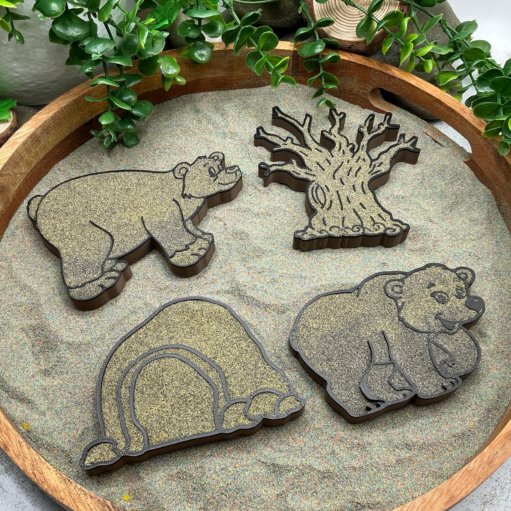 3D-printed bear theme sensory filling tray, 4-piece set for sand and rice tuff trays - perfect for bear hunt storytelling - view 13 of 13