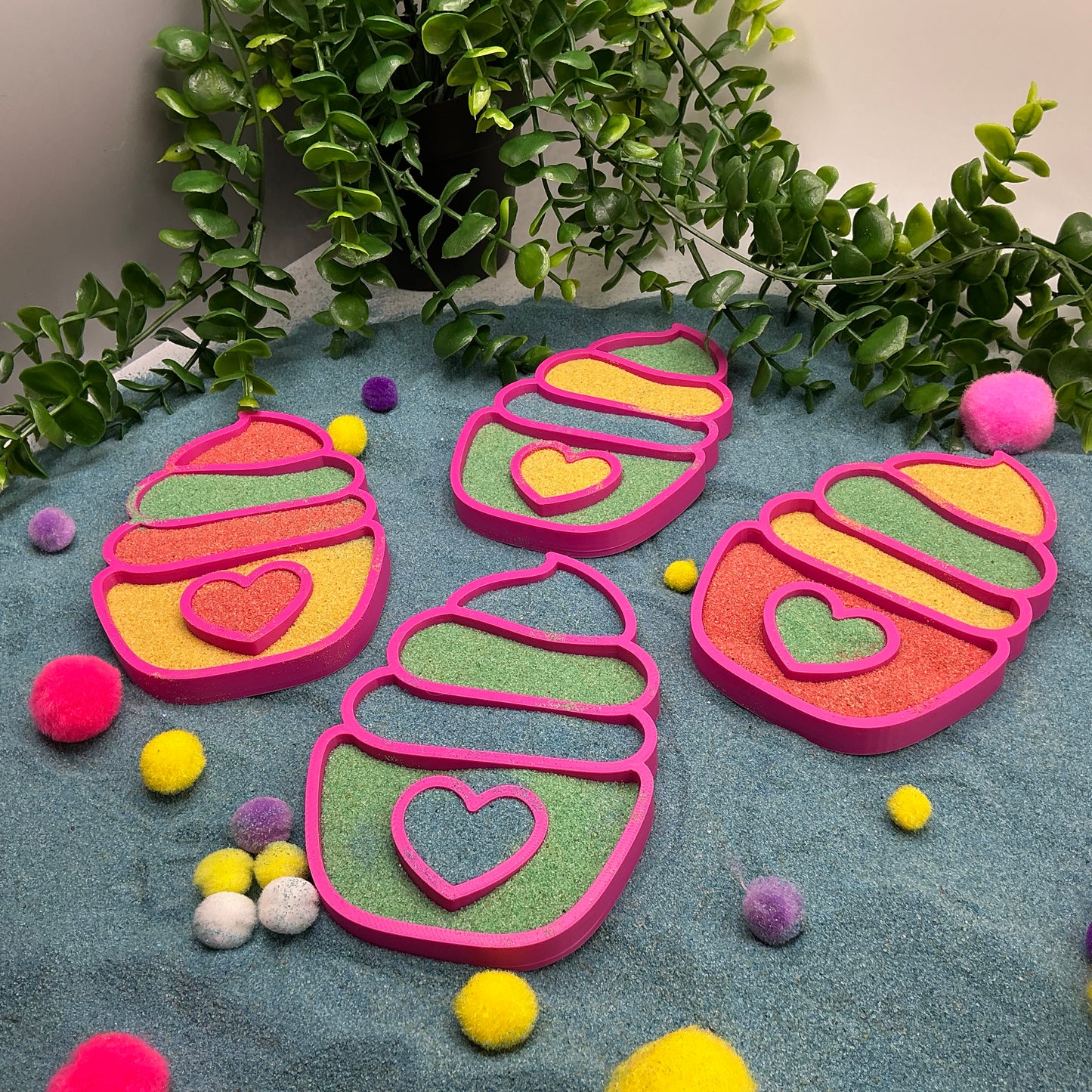 Cupcake Sensory Trays & Heart Scoops Eco Friendly Montessori Toy 3D Printed Food - View 6