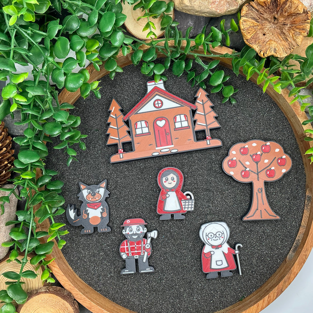 Small Little Red Riding Hood set laid out in a sand tray