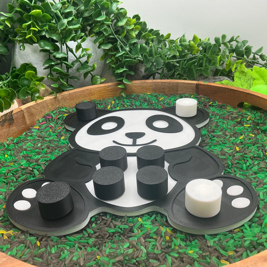 3D-printed panda thread peg board sensory toy with screw-on nuts - fine motor and pre-writing skill builder - view 2 of 8