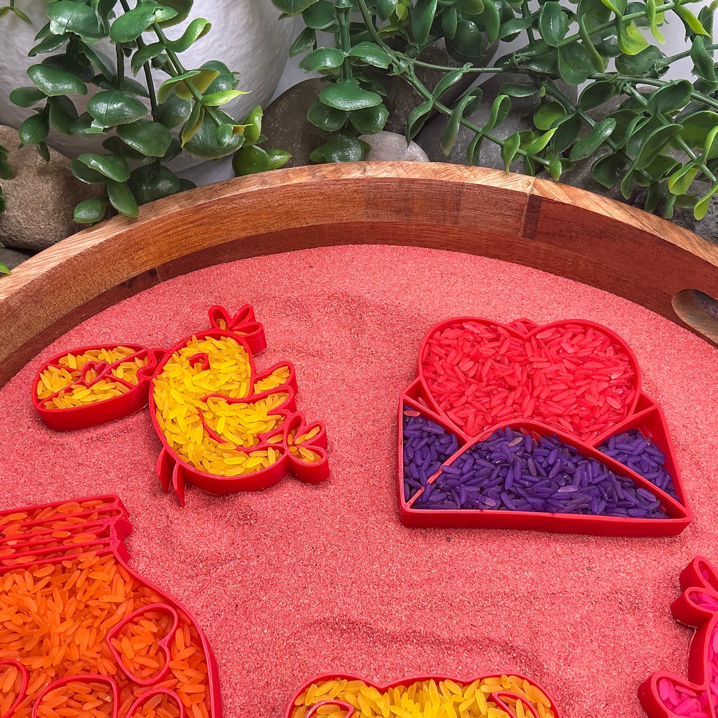 3D-printed love fill shapes sensory filling tray, 5-piece heart-themed set for sand and rice tuff trays - view 11 of 13
