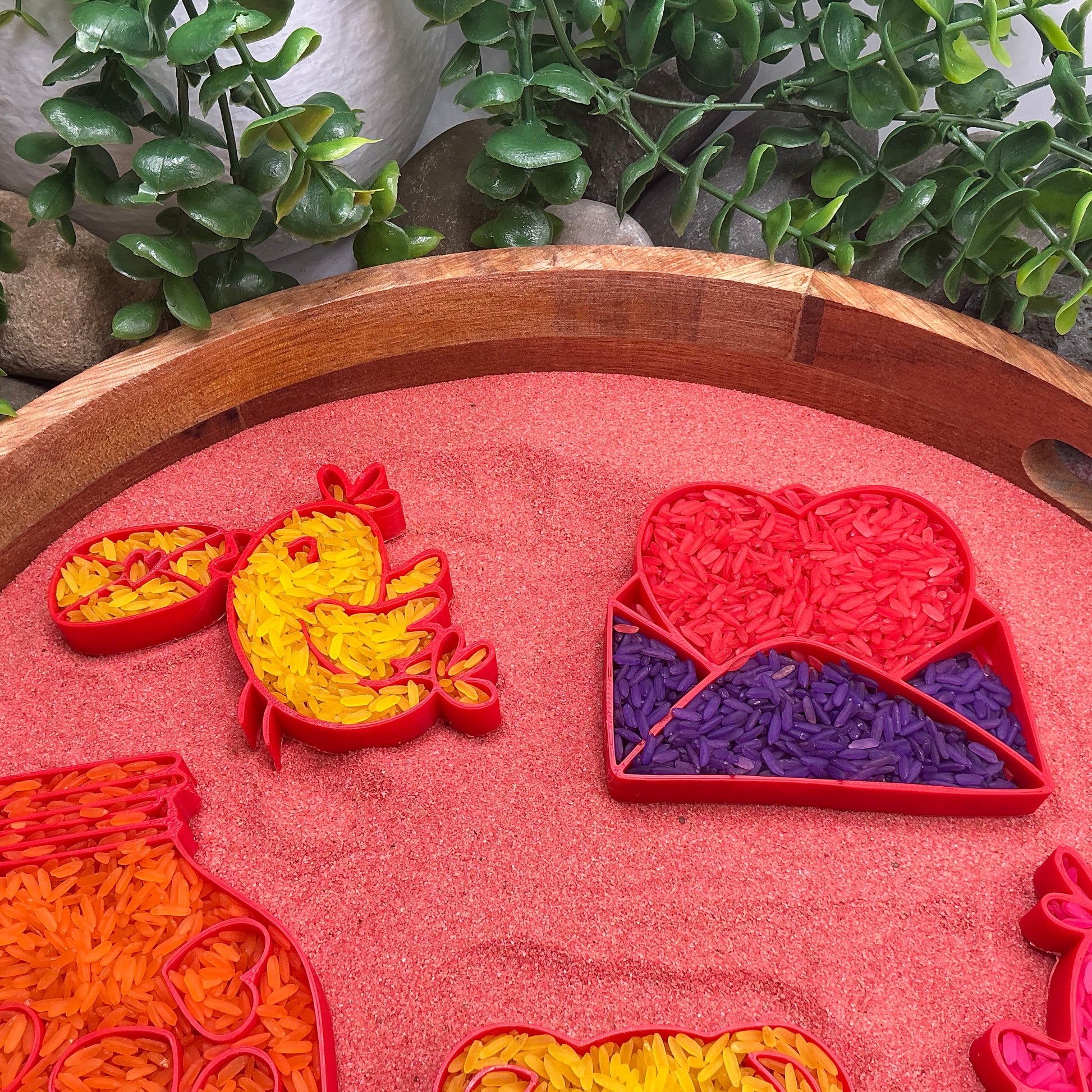 3D-printed love fill shapes sensory filling tray, 5-piece heart-themed set for sand and rice tuff trays - view 11 of 13